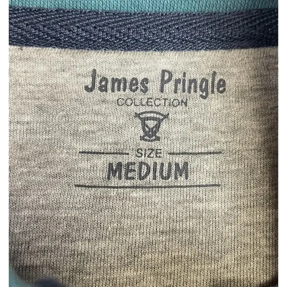 James Pringle Full Zip Sweater Mens M Green Cardigan Jacket Mock Neck Jumper